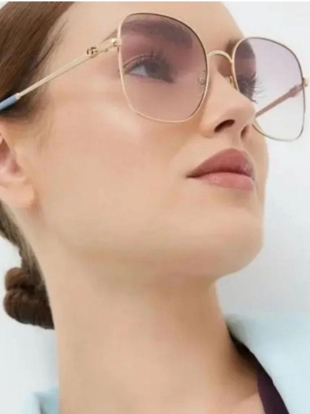 Gucci Women Gold Frame Pink Gradient Sunglasses NWT